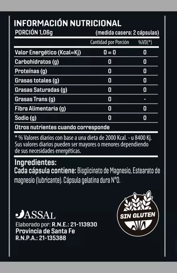Bisglicinato de magnesio 500mg x60 caps SN - Imagen 2