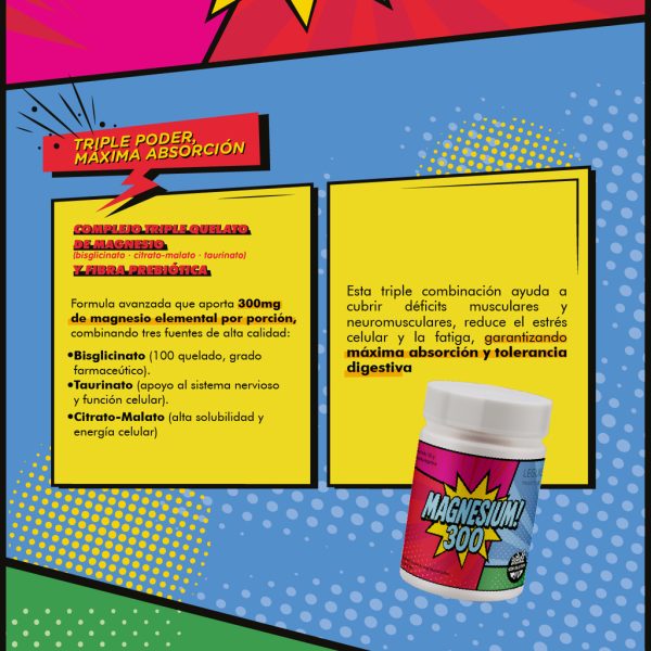 Magnesium 300 - 120gr (Bisglicinato, Citrato-Malato, Taurinato) - Imagen 2