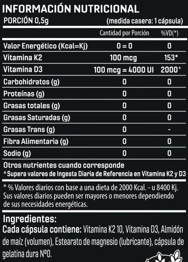Vitamina Mk7 + D3 X 30 Caps SN - Imagen 2