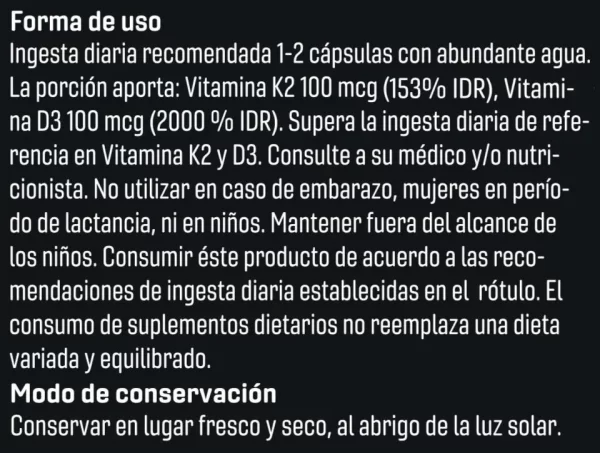 Vitamina Mk7 + D3 X 30 Caps SN - Imagen 3