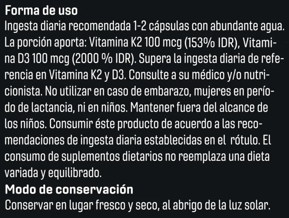 Vitamina Mk7 + D3 X 30 Caps SN - Imagen 3