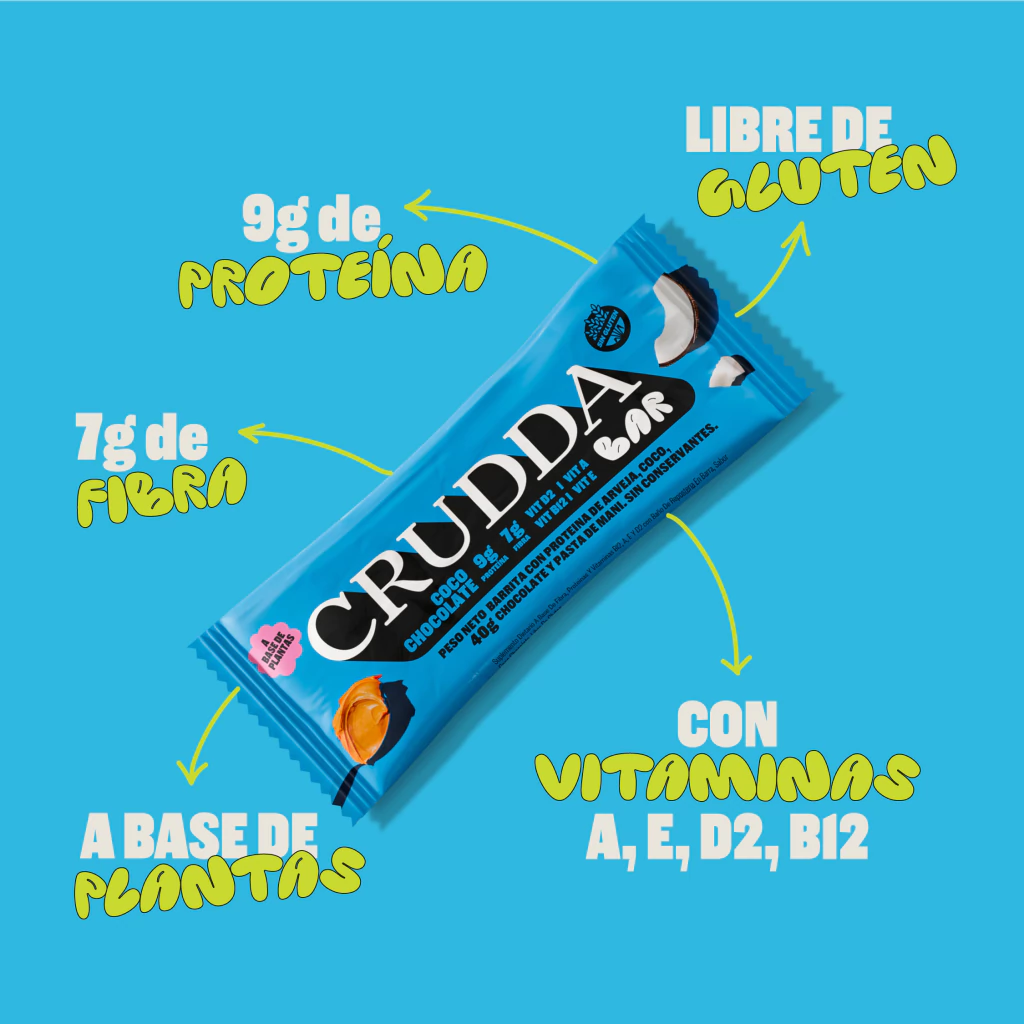 BARRITA PROTEICA "CRUDDA BAR" COCO Y CHOCOLATE