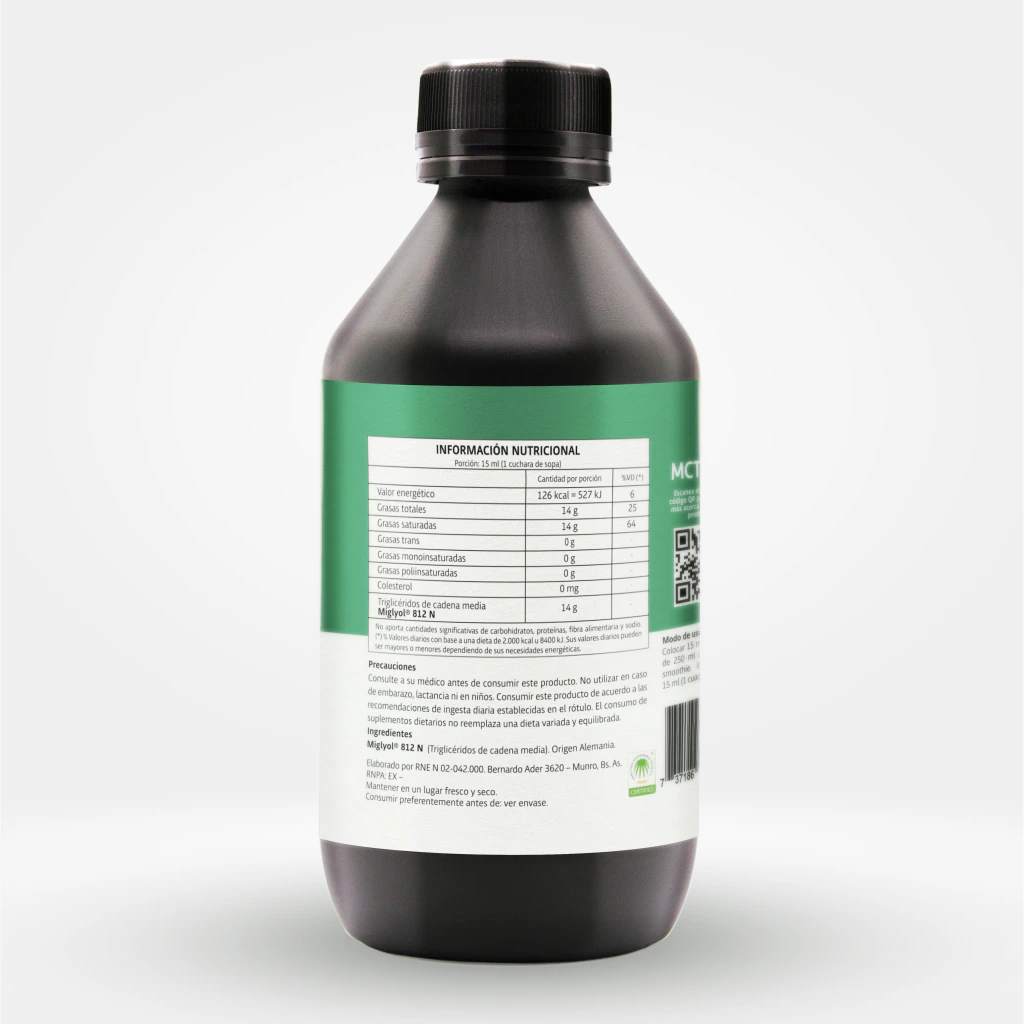 MCT OIL 100% PURO (C8 + C10) 250ML - Imagen 2