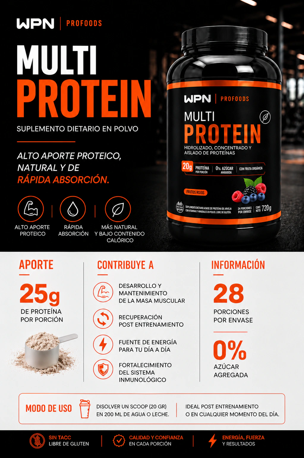 MULTI PROTEIN SABOR FRUTOS ROJOS "WPN" X980GR - Imagen 3