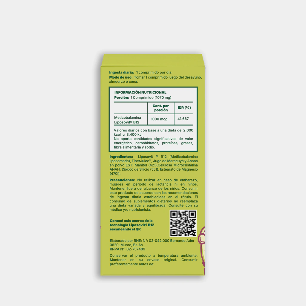 VITAMINA B12 MASTICABLE X30 - METILCOBALAMINA - Imagen 2